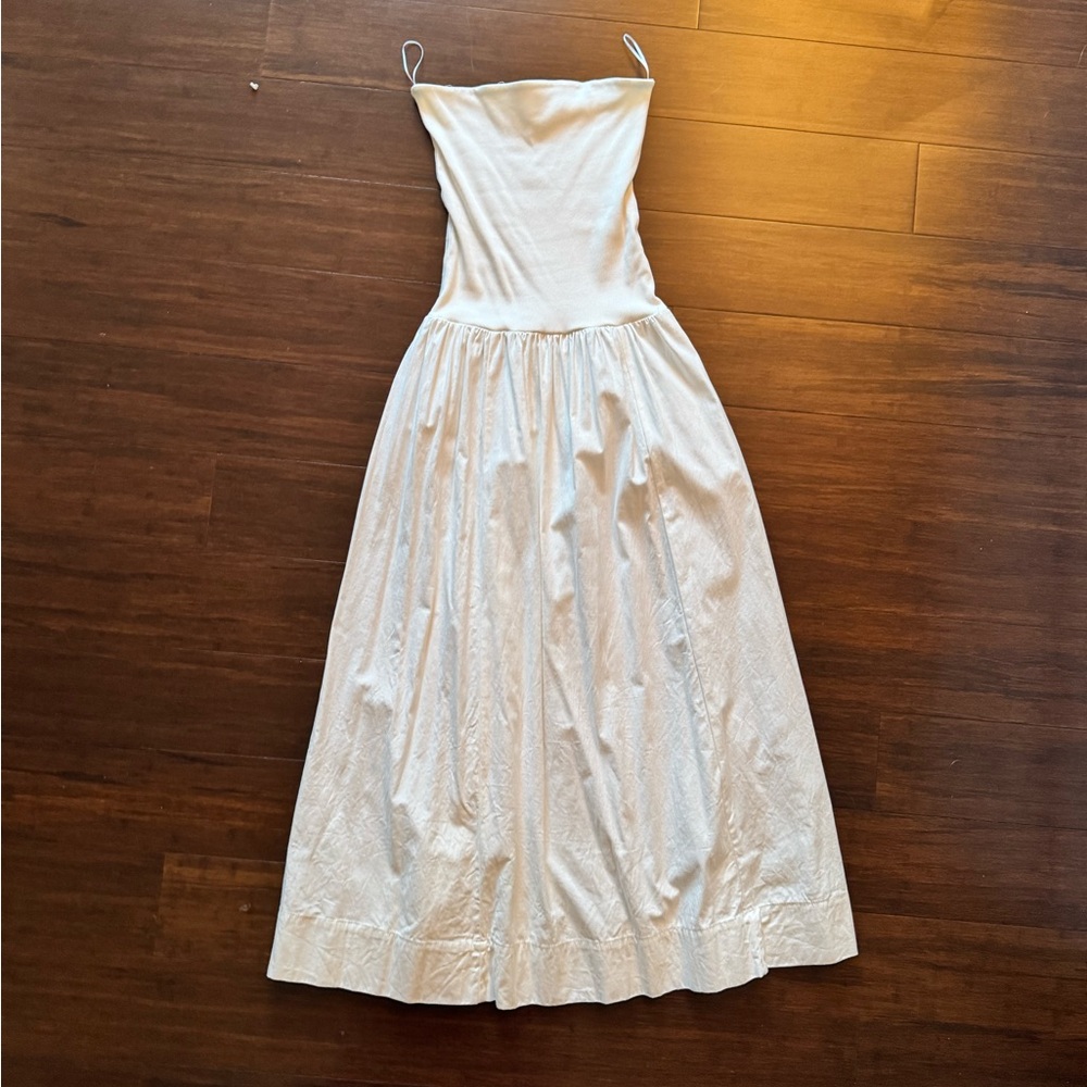 Reformation White Strapless Maxi Dress